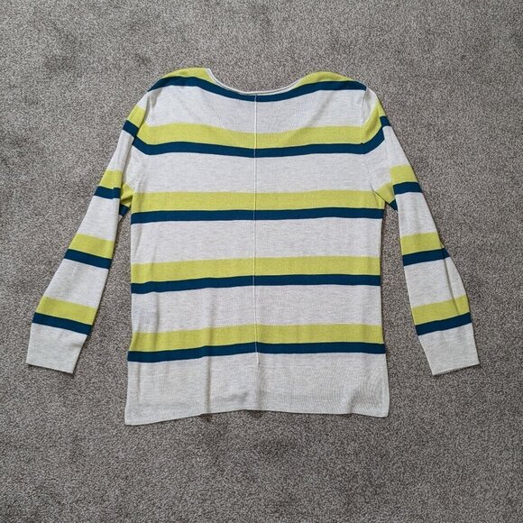 Apt. 9 Women's V-Neck Sweater - Gray, Blue, and Yellow Stripes - Picture 2 of 5